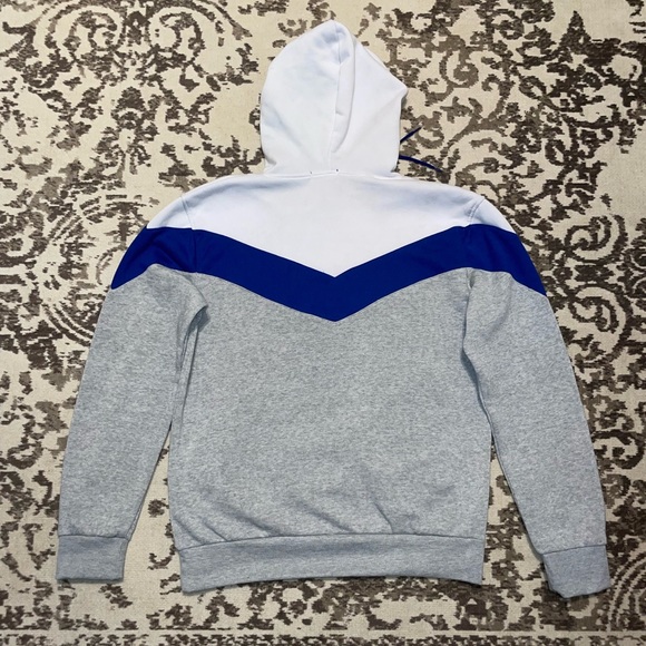 Futuristic white blue and grey light comfy hoodie - Picture 3 of 3